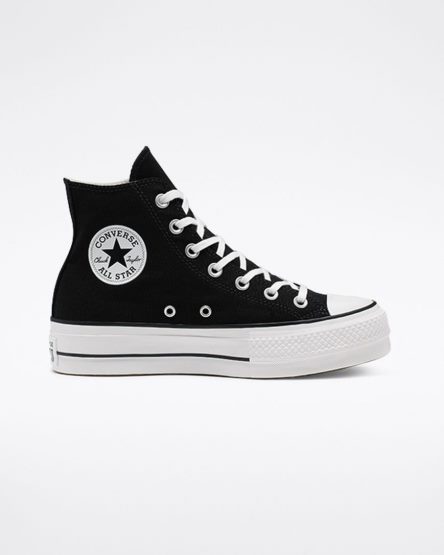 Zapatos Plataforma Converse Chuck Taylor All Star Lift Canvas Altas Mujer Negras Blancas | PE 05PWL2